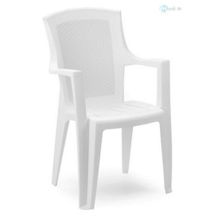 Progarden Eden rattan hatású karfás műanyag kerti szék fehér 