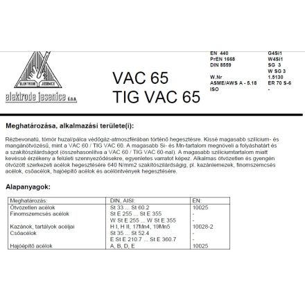 Lángpálca TIG VAC 65 1.6 mm