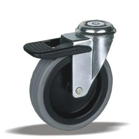   Bútorgörgő önbeálló lyukas 75 PP gumi futófelület fékes 39175