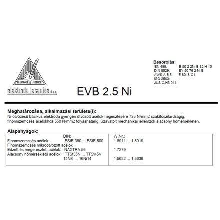 Elektróda bázikus EVB 2.5 NI 5.00 mm