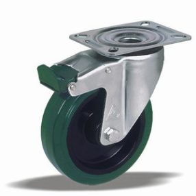   Kerék önbeálló PA inox villás elasztikus fékezhető 100 41595