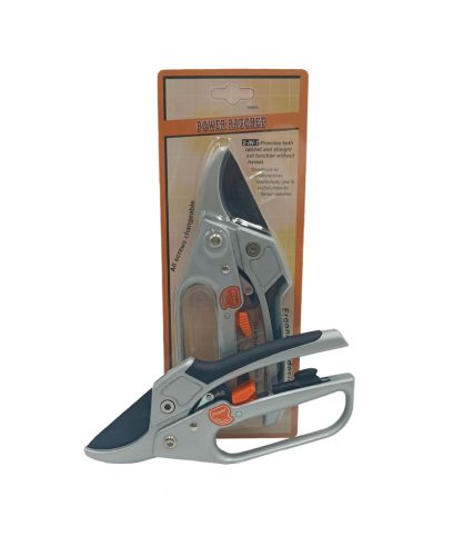 Metszőolló racsnis/áttételes fém nyéllel 2in1