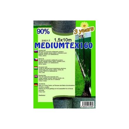 Árnyékoló háló Mediumtex 1.5x10m zöld 90% 160g/m2 28517