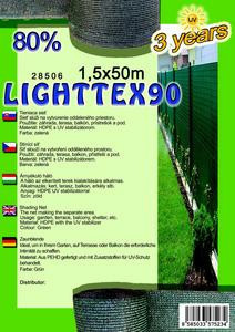 Árnyékoló háló Lighttex 1.5x50m zöld 80% 90g/m2 28506