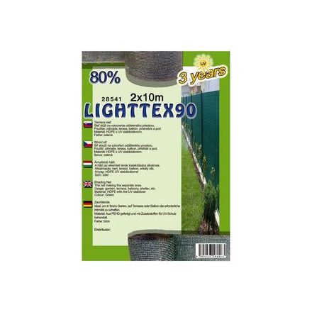 Árnyékoló háló Lighttex 2x10m zöld 80% 90g/m2 28541