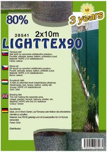 Árnyékoló háló Lighttex 2x10m zöld 80% 90g/m2 28541