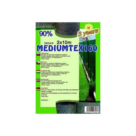 Árnyékoló háló Mediumtex 2x10m zöld 90% 160g/m2 28545