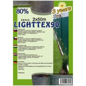Árnyékoló háló Lighttex 2x50m zöld 80% 90g/m2 28543