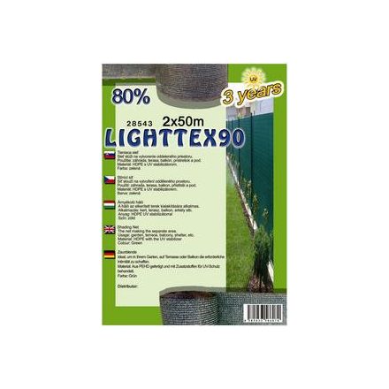 Árnyékoló háló Lighttex 2x50m zöld 80% 90g/m2 28543