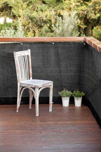 Erkélyháló fűzőlyukakkal Balcony Easy antracit 0.9x5m 160gr/m2 2020726