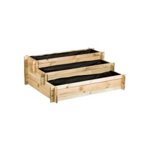   Fenyő magaságyás geotextíliával Natur Scala 3 szintes natúr 113x40x88cm