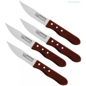   4 részes Jumbo steak kés 12 cm, rozsdamentes acél, fa markolattal