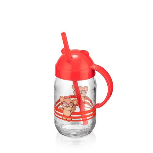Üveg pohár szívószállal 370 ml   C-00374 