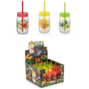 Üveg Pohár+Szívószál 380Cc C-00162 