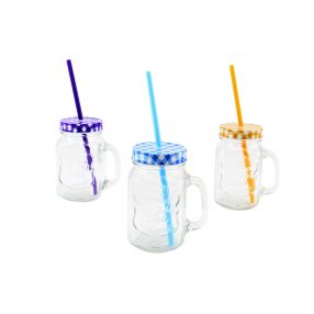 Üveg bögre szívószállal 480 ml  ENG-212