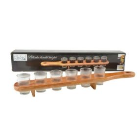   Pohár stampedlis 40 ml, fa kínálóval (6 db pohár + tálca) 