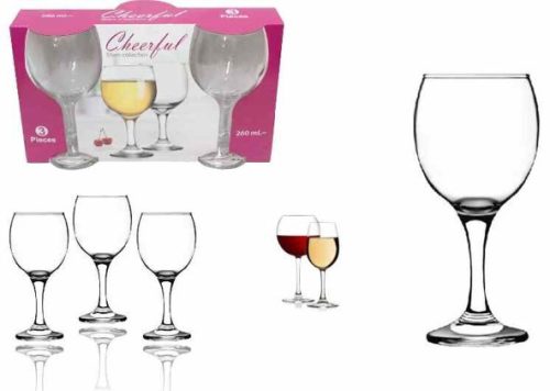 Pohár Üveg C Talp.Boros 260 Ml 3Db