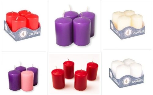 Adventi gyertya 4 db-os, színes, sima