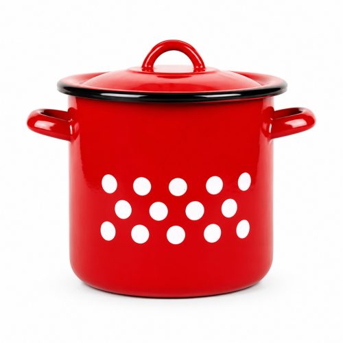 Piros Pöttyös Zománcozott Fazék fedővel 15 L 2+39/28/P 