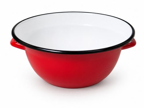 Zománcozott retro füles vájling, 30 cm, piros