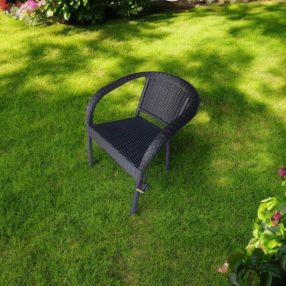 Bamboo Rattan hatású  Karfás Szék Antracit 