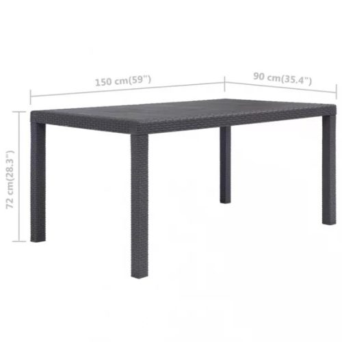 Rattan Asztal Barna színben 150x90 cm