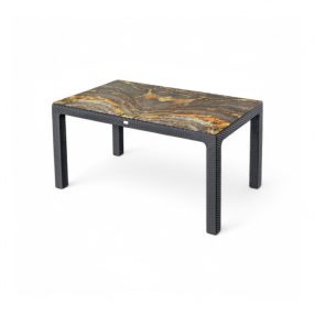 Rattan asztal  antracit színben  150×90 cm 