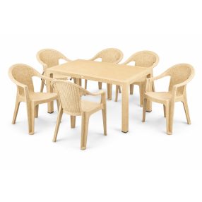 Behram rattan hatású kerti bútor szett Cappuccino