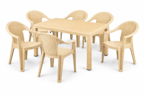 Behram rattan hatású kerti bútor szett Cappuccino