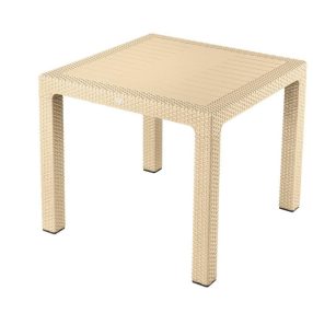 Rattan hatású műanyag Asztal 90X90 Cm Cappuccino