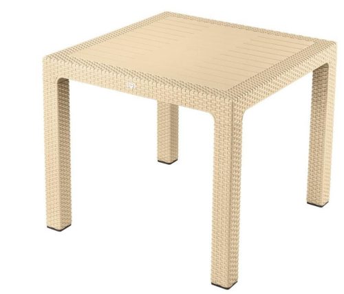 Rattan hatású műanyag Asztal 90X90 Cm Cappuccino