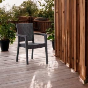 Baraw Rattan hatású  Karfás Szék Antracit