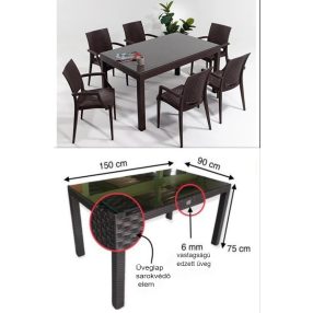 Bojta Üveglapos Asztal 90X150Cm Ba