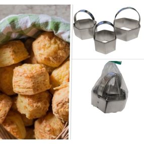 Pogácsaszaggató  szögletes, 3 darabos készlet 