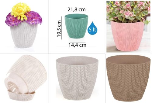 Rattan hatású műanyag Virágcserép Sumela 218x195 mm