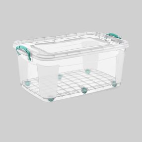 Műanyag tároló doboz tetővel,kerekekkel   80 L  E-515