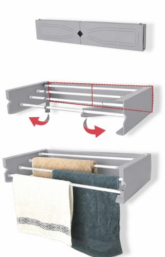 Ruhaszárító Falra szerelhető 75 cm 1001-02M 