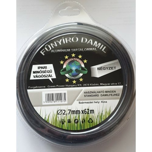 Műanyag Vágószál Alu 1Lb Négyszög 2,7Mm 62 Méter