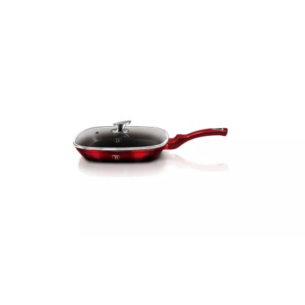 Berlinger Haus Metallic Black-Burgundy Line grill serpenyő márvány bevonattal, metál külső bevonattal, fedővel, 28 cm, fekete burgundy BH-6099