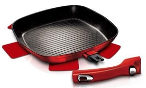 Berlinger Haus Metallic Burgundy Line grill serpenyő márvány bevonattal, levehető nyéllel, 28 cm BH-1947