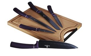 Berlinger Haus Purple Eclipse Collection 6 részes késkészlet bambusz vágódeszkával, lila BH-2683