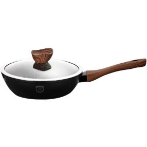   Berlinger Haus Ebony Rosewood Line mély serpenyő gránit-márvány bevonattal, fedővel, 24 cm, fekete rózsafa BH-1718