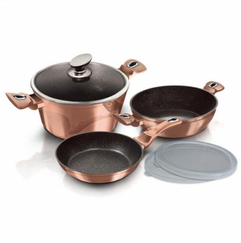 Berlinger Haus Metallic Rosegold Line 6 részes edénykészlet márvány bevonattal, metál külső bevonattal BH-7047