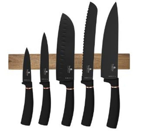 Berlinger Haus Black Rose Collection 6 részes késkészlet tapadásmentes bevonattal, akácfa mágneses fali tartóval BH-2884