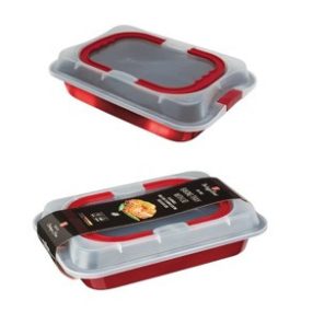   Berlinger Haus Metallic Burgundy Line szögletes tortaforma tapadásmentes bevonattal, fedővel BH-7862