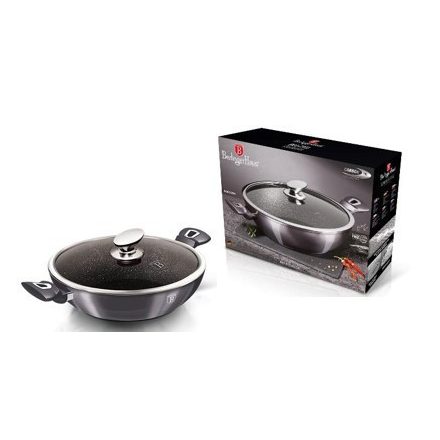 Berlinger Haus Carbon Pro Collection wok fedővel, márvány bevonattal, 30 cm BH-7111