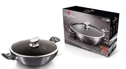 Berlinger Haus Carbon Pro Collection wok fedővel, márvány bevonattal, 30 cm BH-7111