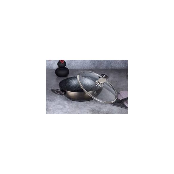 Berlinger Haus Shiny Black Collection Wok fedővel  30 cm BH-7115 