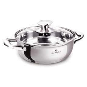   Blaumann Alacsony lábas üvegfedővel 20 cm 2 literes rozsdamentes Gourmet Line BL-3864