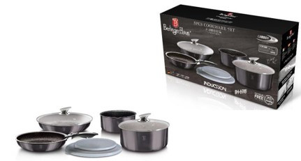 Berlinger Haus Carbon Pro Collection 9 részes edénykészlet márvány bevonattal BH-6918 
